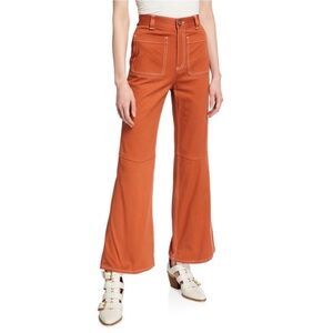 See By Chloe Flared Pants Retro Burnt Orange Designer Italy 70s High Rise Size40